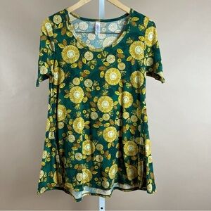 LuLaRoe XS Whimsical Boho Floral Sunflower Sun Print Perfect T Dandelion Nature